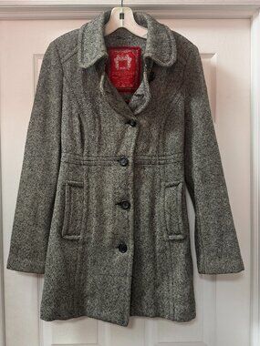EDC by Esprit Vintage Gray wool-blend Herringbone Tweed Coat - Women’s Size XS 2